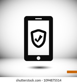 mobile smartphone icon, stock vector illustration flat design style
