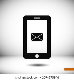 mobile smartphone icon, stock vector illustration flat design style