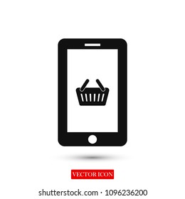 mobile smartphone icon, stock vector illustration flat design style