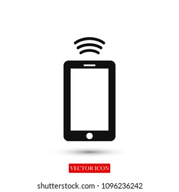 mobile smartphone icon, stock vector illustration flat design style