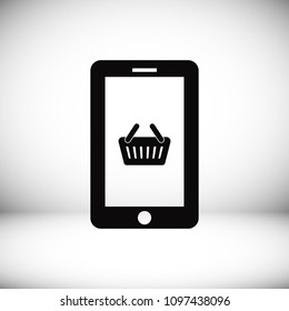 mobile smartphone icon, stock vector illustration flat design style