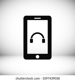 mobile smartphone icon, stock vector illustration flat design style