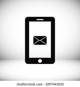 mobile smartphone icon, stock vector illustration flat design style
