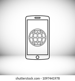 mobile smartphone icon, stock vector illustration flat design style