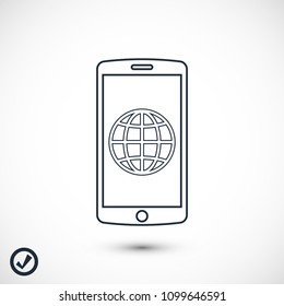 mobile smartphone icon, stock vector illustration flat design style