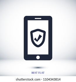 mobile smartphone icon, stock vector illustration flat design style