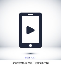 mobile smartphone icon, stock vector illustration flat design style