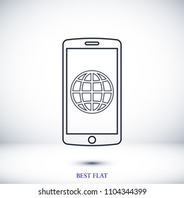 mobile smartphone icon, stock vector illustration flat design style
