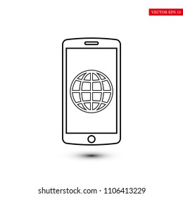 mobile smartphone icon, stock vector illustration flat design style