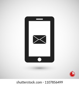 mobile smartphone icon, stock vector illustration flat design style