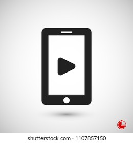mobile smartphone icon, stock vector illustration flat design style