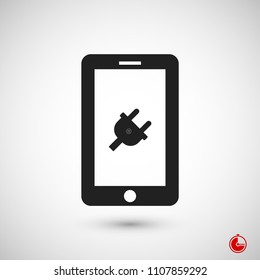 mobile smartphone icon, stock vector illustration flat design style