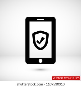 mobile smartphone icon, stock vector illustration flat design style