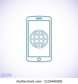 mobile smartphone icon, stock vector illustration flat design style