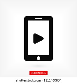 mobile smartphone icon, stock vector illustration flat design style