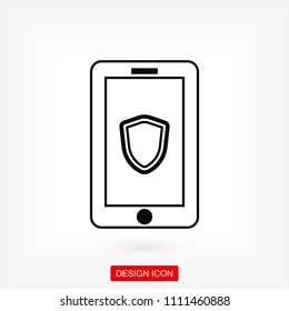 mobile smartphone icon, stock vector illustration flat design style