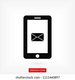 mobile smartphone icon, stock vector illustration flat design style