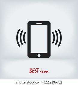 mobile smartphone icon, stock vector illustration flat design style