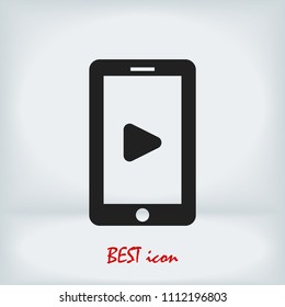 mobile smartphone icon, stock vector illustration flat design style