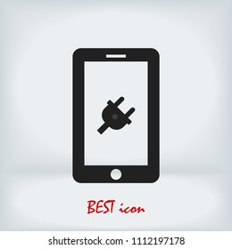 mobile smartphone icon, stock vector illustration flat design style