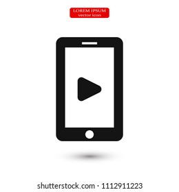 mobile smartphone icon, stock vector illustration flat design style