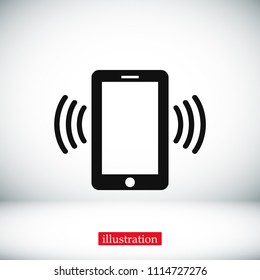 mobile smartphone icon, stock vector illustration flat design style