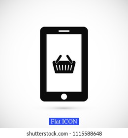 mobile smartphone icon, stock vector illustration flat design style