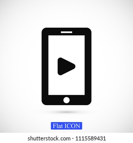 mobile smartphone icon, stock vector illustration flat design style