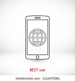 mobile smartphone icon, stock vector illustration flat design style