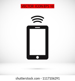 mobile smartphone icon, stock vector illustration flat design style