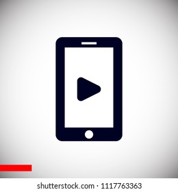 mobile smartphone icon, stock vector illustration flat design style