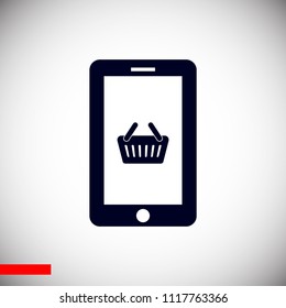mobile smartphone icon, stock vector illustration flat design style