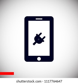 mobile smartphone icon, stock vector illustration flat design style