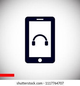 mobile smartphone icon, stock vector illustration flat design style