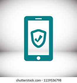 mobile smartphone icon, stock vector illustration flat design style