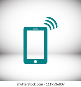 mobile smartphone icon, stock vector illustration flat design style
