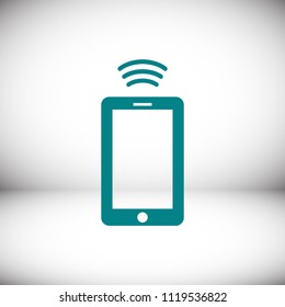 mobile smartphone icon, stock vector illustration flat design style