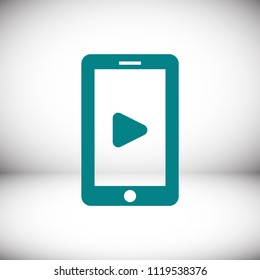 mobile smartphone icon, stock vector illustration flat design style