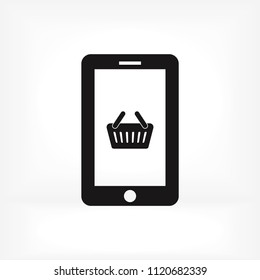 mobile smartphone icon, stock vector illustration flat design style