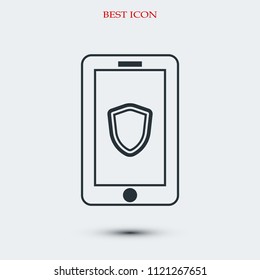 mobile smartphone icon, stock vector illustration flat design style