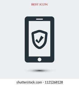 mobile smartphone icon, stock vector illustration flat design style