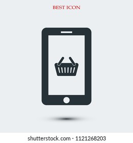 mobile smartphone icon, stock vector illustration flat design style