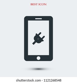 mobile smartphone icon, stock vector illustration flat design style