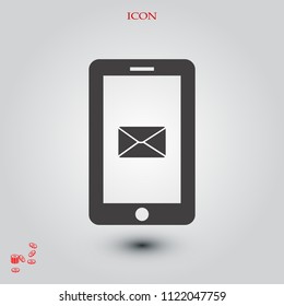 mobile smartphone icon, stock vector illustration flat design style