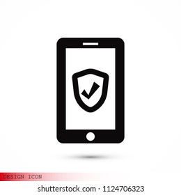 mobile smartphone icon, stock vector illustration flat design style