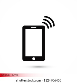 mobile smartphone icon, stock vector illustration flat design style