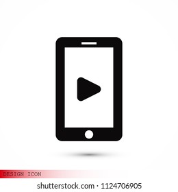 mobile smartphone icon, stock vector illustration flat design style
