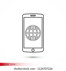 mobile smartphone icon, stock vector illustration flat design style