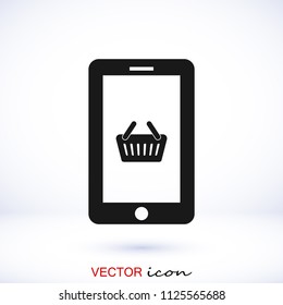 mobile smartphone icon, stock vector illustration flat design style