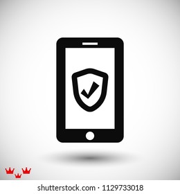 mobile smartphone icon, stock vector illustration flat design style